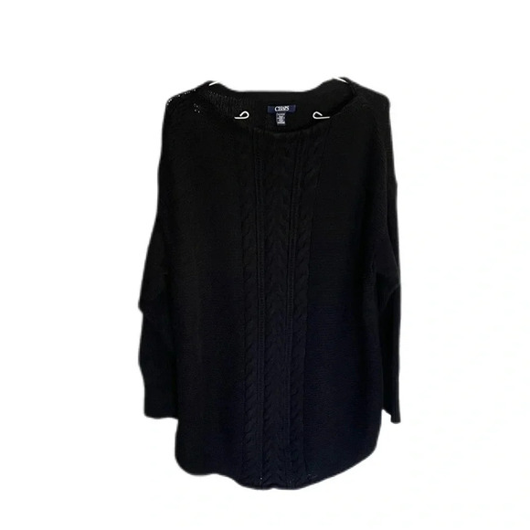 Chaps Black Cable Knit Long Sleeve Women’s Sweater XL - Picture 1 of 12